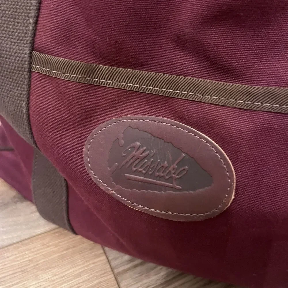 Missabe Railroad DM&IR Maroon Burgundy Large Canvas Duffel Bag Duluth Back